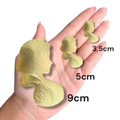 Aplique Branca de neve busto laminado dourado