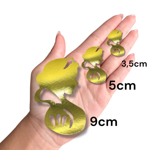 Aplique Branca de neve busto laminado dourado