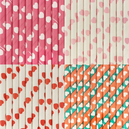 Canudo de papel Corações