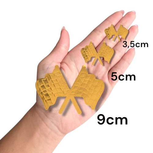 Aplique Bandeira de corrida laminado prata