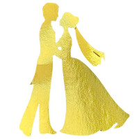 Aplique casamento (noivo e noiva dourado)