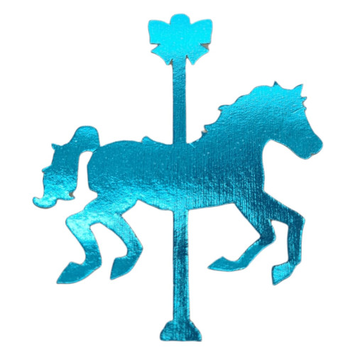 Aplique Cavalo carrossel laminado azul