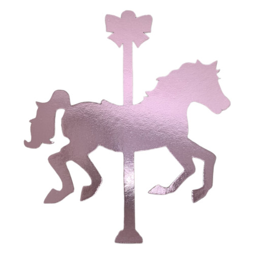 Aplique Cavalo carrossel laminado rosa