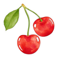 Aplique Cereja aquarela