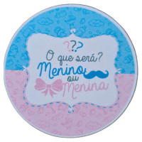 Aplique Chá revelação Rótulo rosa azul