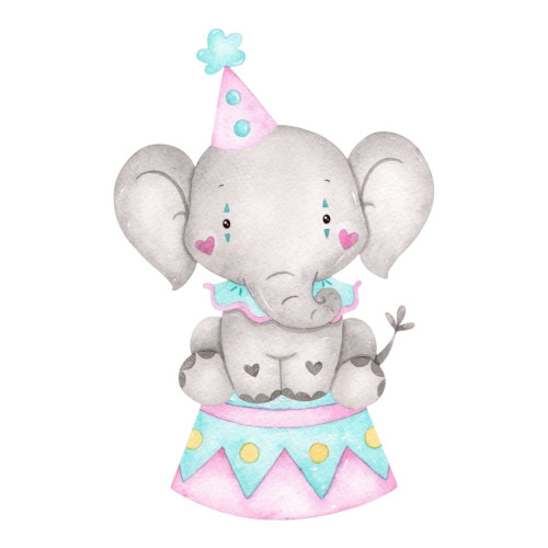 Aplique circo aquarela elefante rosa