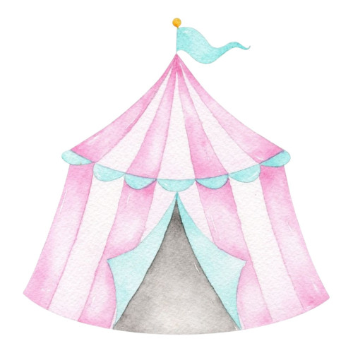 Aplique circo aquarela tenda rosa