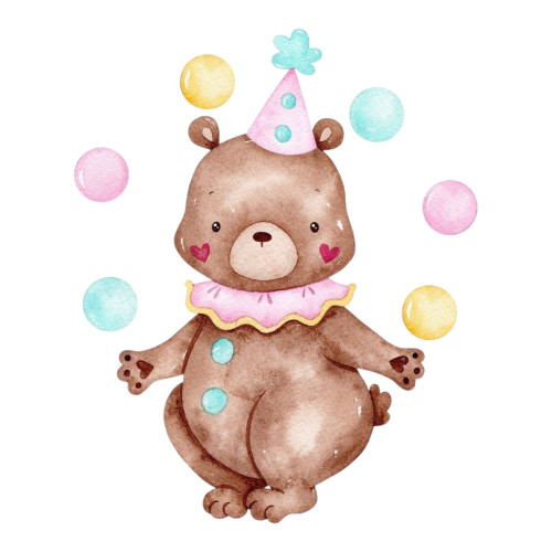 Aplique circo aquarela urso rosa