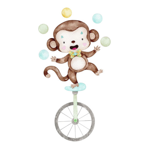Aplique circo aquarela macaco azul