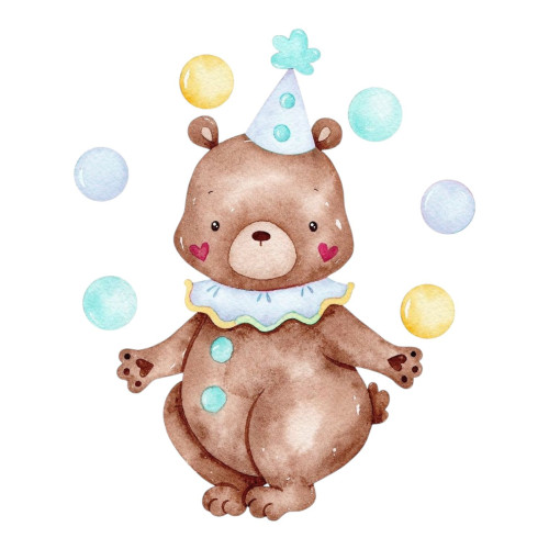 Aplique circo aquarela urso azul