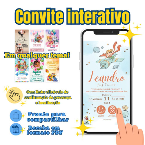 Arte convite digital personalizado interativo
