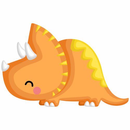 Aplique Dinossauro baby (triceratops laranja)