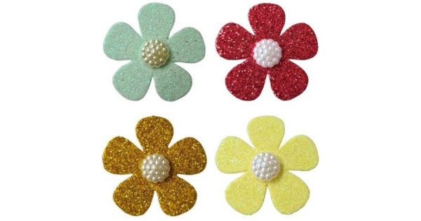 Flor eva glitter 3,5cm (10un) Flor eva glitter 3,5cm (10un)