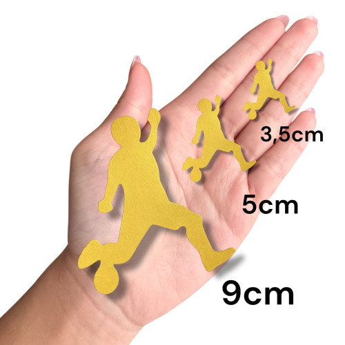 Aplique futebol jogador dourado laminado