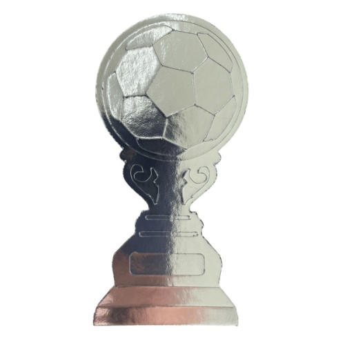 Aplique futebol troféu prata laminado