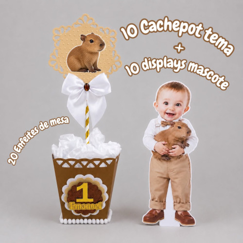 Kit Pegue e Monte cachepot luxo tema + mini display 27cm mascote 20 unidades Kit Pegue e Monte cachepot luxo tema + mini display 27cm mascote 20 unidades