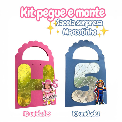 Kit Pegue e Monte mascote Sacola Surpresa