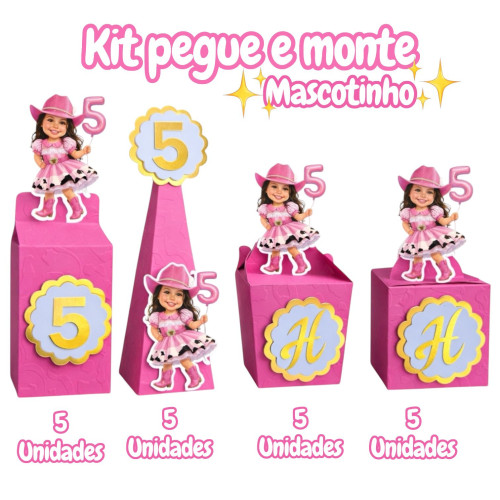 Kit Pegue e Monte mascote caixinhas 20 peças Kit Pegue e Monte mascote caixinhas 20 peças
