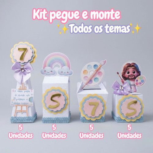 Kit Pegue e Monte luxo temas 20 peças Kit Pegue e Monte luxo temas 20 peças
