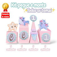 Kit Pegue e Monte temas 20 peças