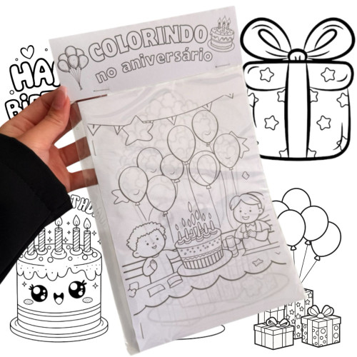 Kit colorindo no aniversário