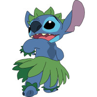  Aplique Stitch (Stitch saia verde)