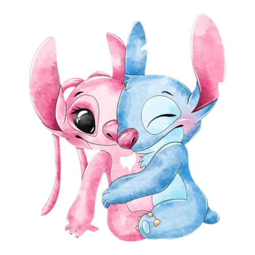 Aplique aquarela Stitch e Angel 2