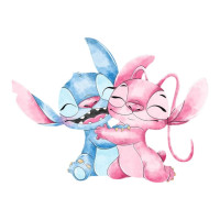 Aplique aquarela Stitch e Angel 1