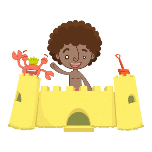 Aplique mundo Bita na praia Dan castelo de areia