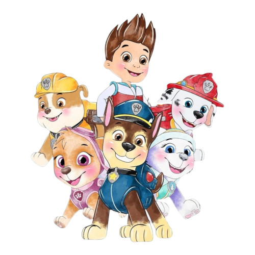 Aplique Patrulha aquarela personagens juntos