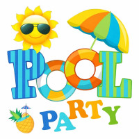 Aplique pool party logo azul Aplique pool party logo azul