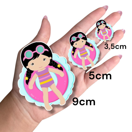 Aplique pool party menina cabelo preto