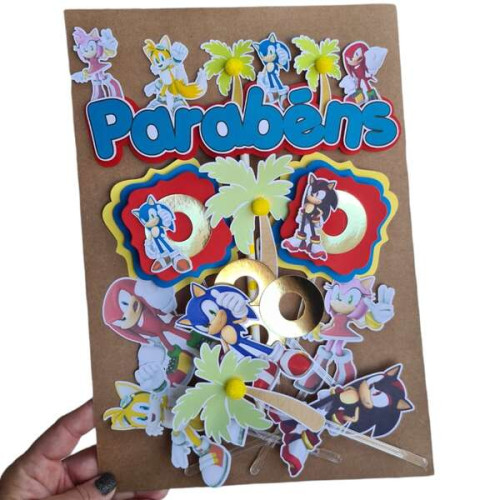 Topo de bolo Sonic.(und)
