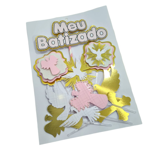 Topo de bolo batizado luxo menina (und)