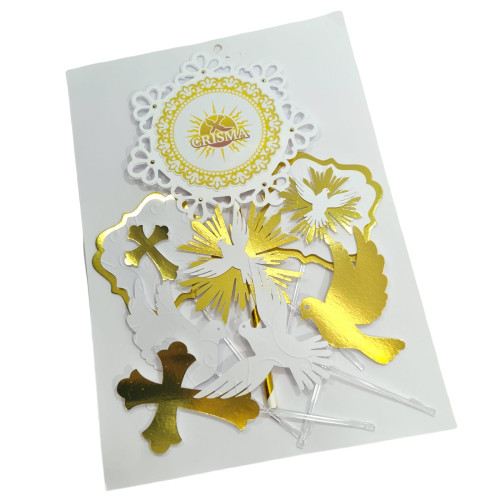 Topo de bolo crisma dourado (und)
