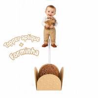 20 topper de doce + forminha texturizada mascotinho personalizado 20 topper de doce + forminha texturizada mascotinho personalizado