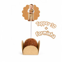 20 topper de doce + forminha texturizada mascotinho personalizado com tag 3D 20 topper de doce + forminha texturizada mascotinho personalizado com tag 3D