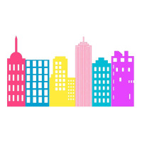 Aplique Super Heróis prédios rosa