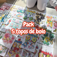 5 topos de bolo temas variados atacado queima de estoque