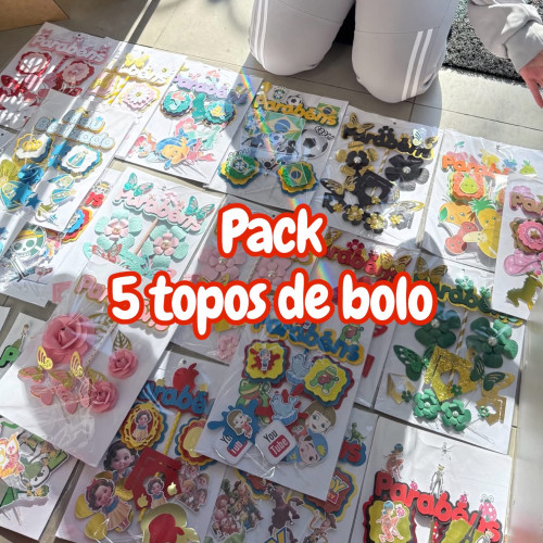 5 topos de bolo temas variados atacado queima de estoque